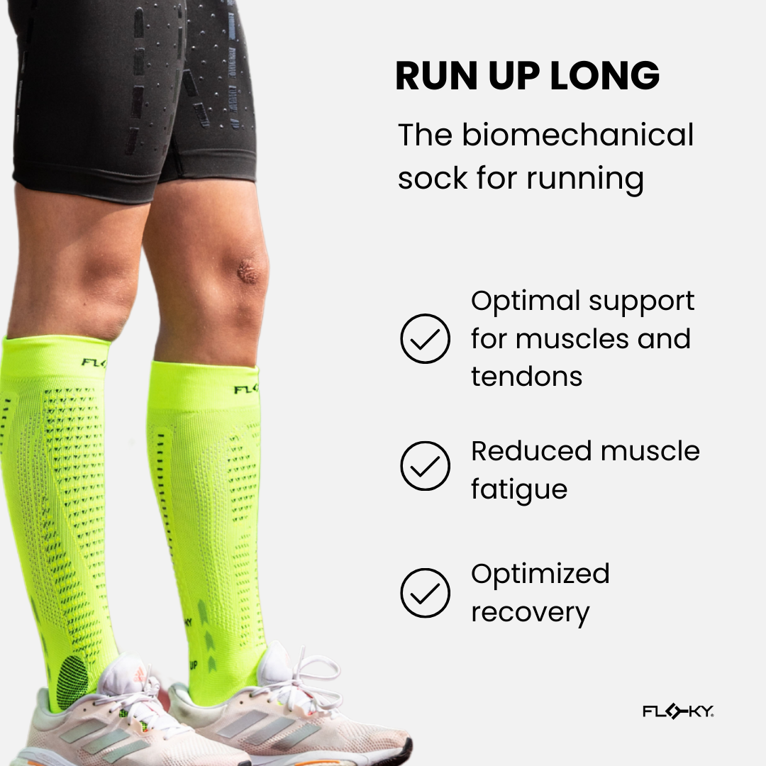 RUN UP Long-Biyomekanik Performans Koşu Çorabı Neon Sarısı